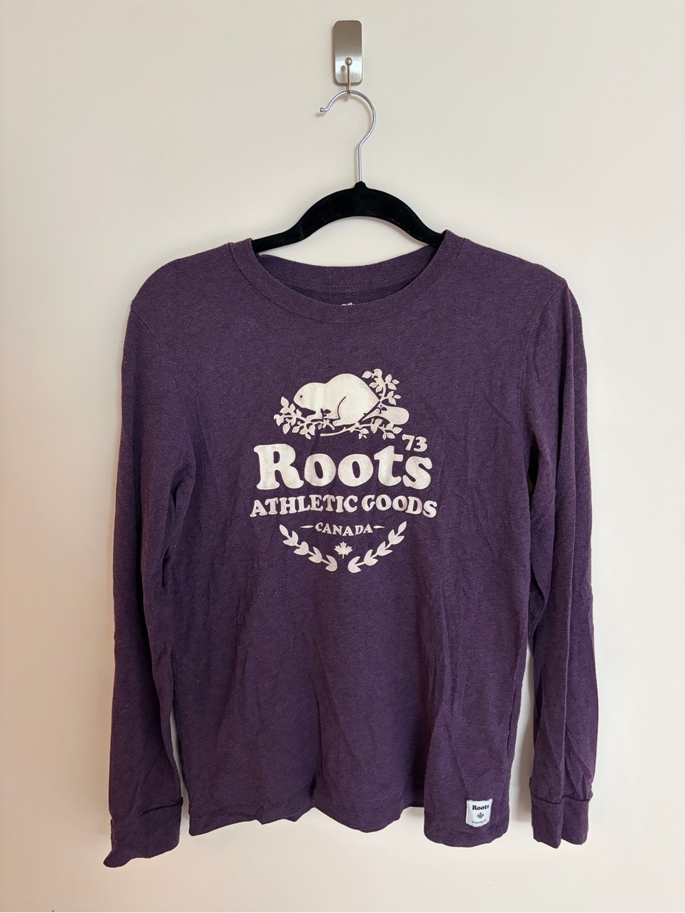 Roots Purple Long Sleeve Tee With Beaver Logo